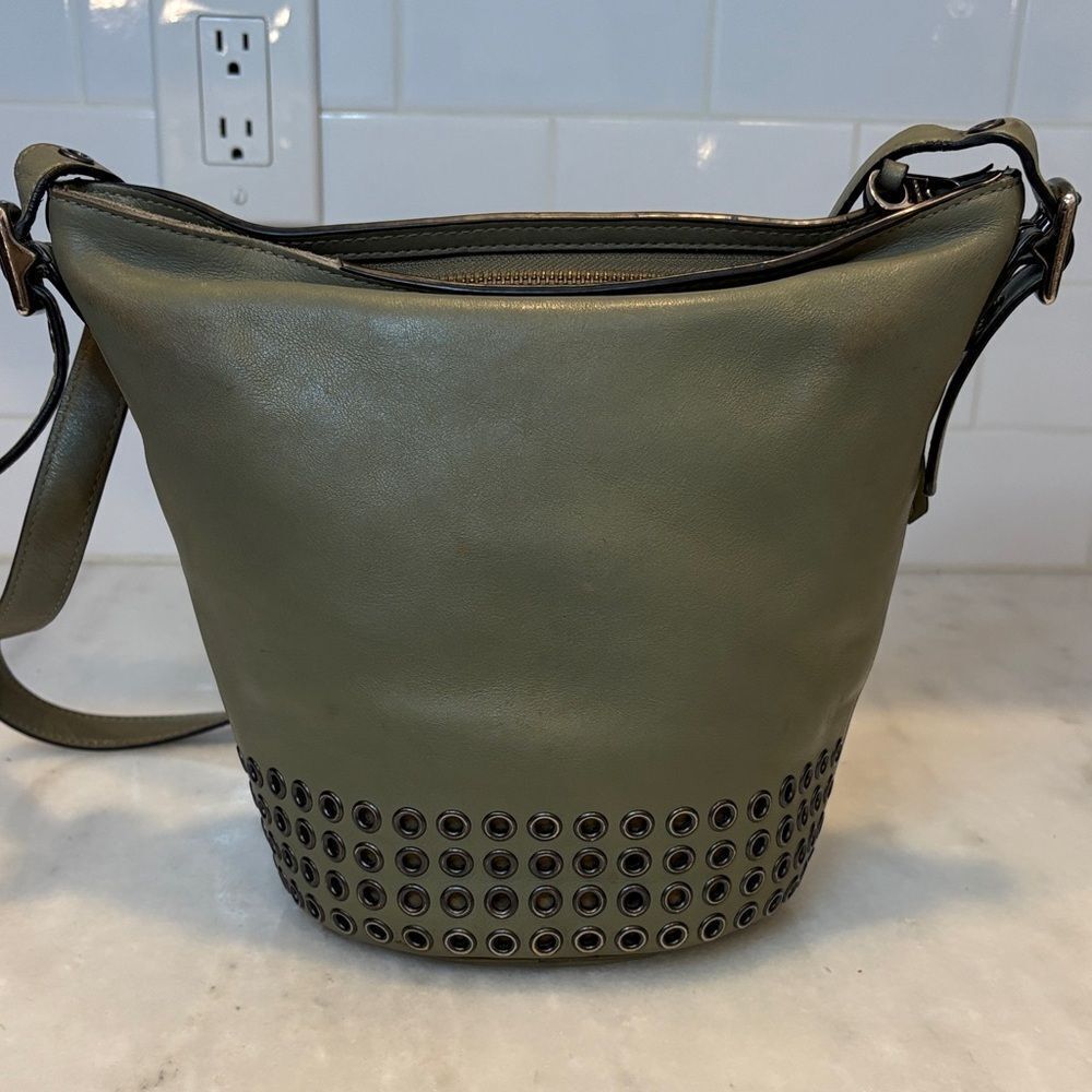 Coach Bag Purse Handbag Leather Bleecker Grommets Mini Duffel Bag Pocketbook - Picture 6 of 17